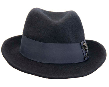 French navy mohair rabbit fur unisex fedora hat