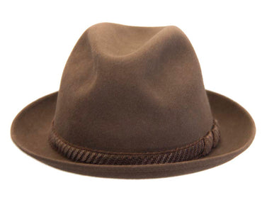 Brown unisex rabbit fur fedora hat T111
