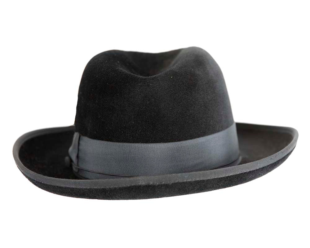 Black Jewish Hasidim rabbit fur fedora hat-5