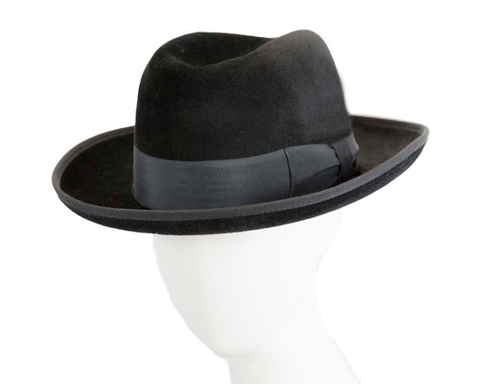 Black Jewish Hasidim rabbit fur fedora hat-0