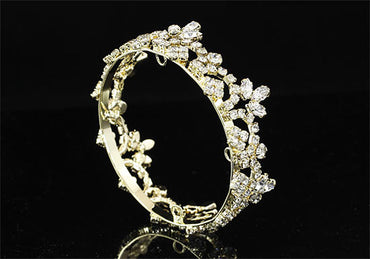 Bridal Flower Girl / Baby Round Full Circle Rhinestone Gold Mini Tiara Crown XT1238-1
