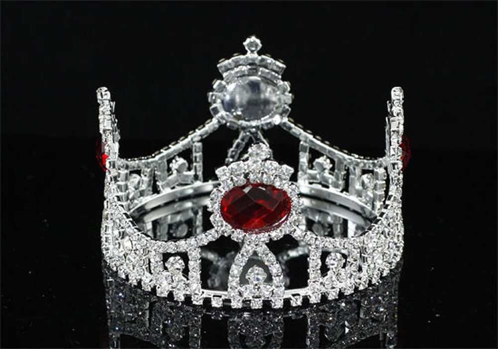 Flower Girl / Baby Royal Photo Prop Round Full Circle Rhinestone Red Mini Tiara Crown XT1268