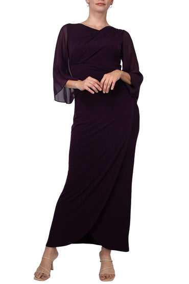 Connected Apparel Asymmetrical Floor Length Chiffon Dress-1