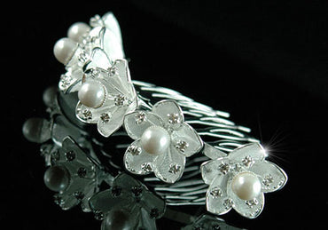 Bride / Flower Girl Crystal Pearl Tiara Comb XT1315-1