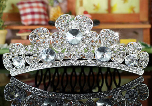 Bridal Flower Girl Crystal Mini Tiara Comb XT1361-0
