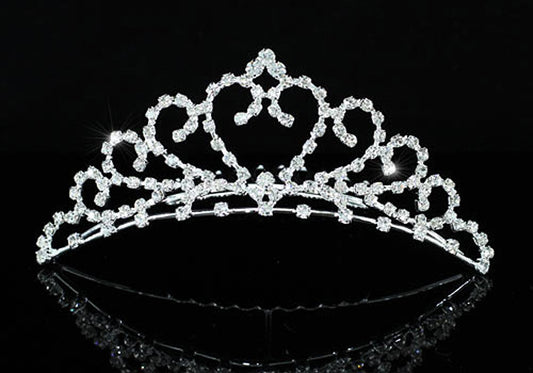 Bridal Wedding Heart Sparkling Crystal Flower Girl Mini Tiara Comb XT1481-0
