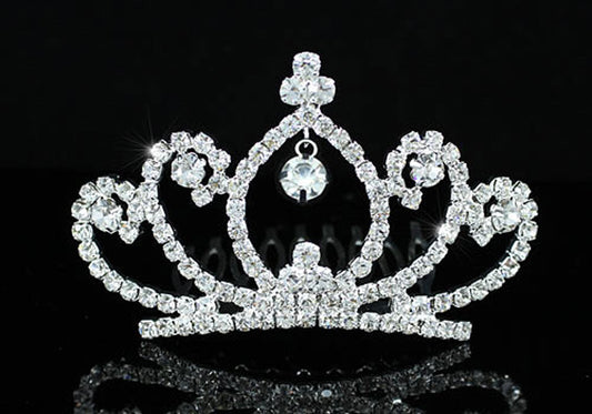 Bridal Wedding Flower Girl Mini Tiara Comb XT1483-0