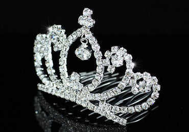 Bridal Wedding Flower Girl Mini Tiara Comb XT1483-1