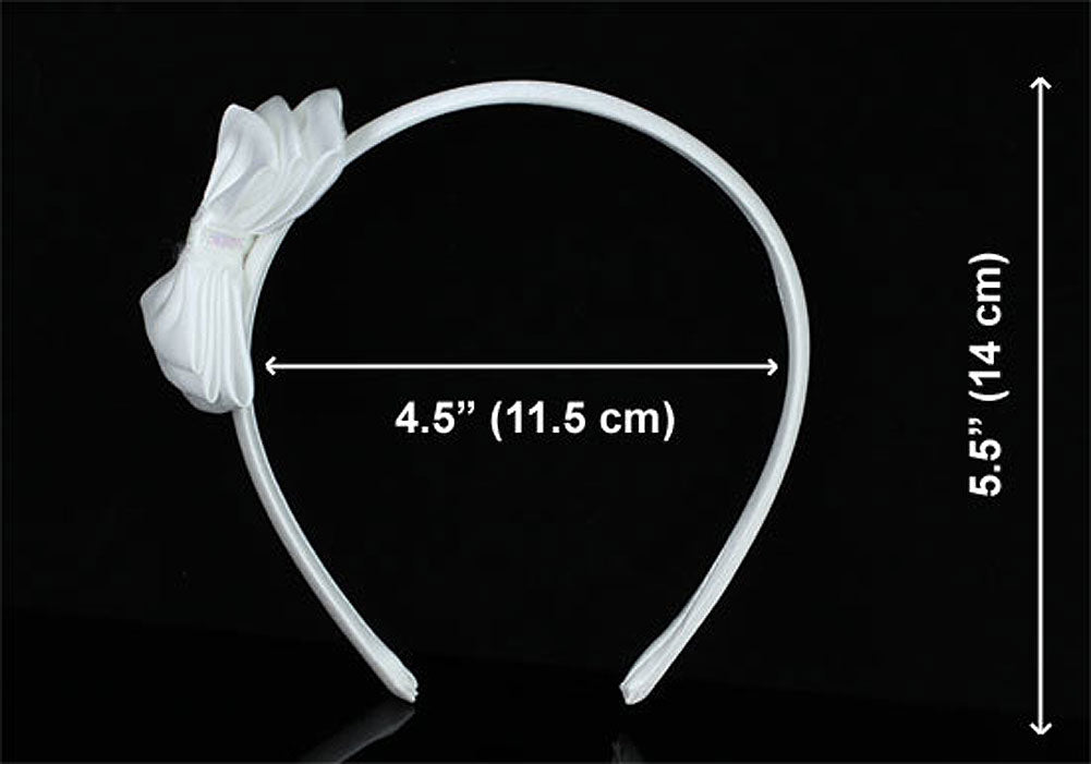 Bridal Flower Girl White Fabric Bow Headband Tiara and 2 X Hair Clips XT1651-2