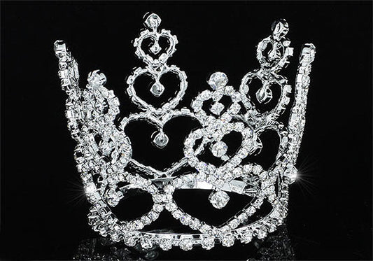 Bridal Heart Bride / Flower Girl Rhinestone Full Circle Round Mini Tiara Crown XT1708-0