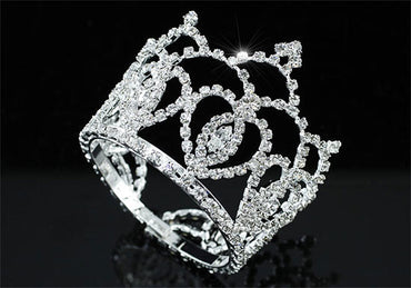 Bridal Silver Flower Girl / Baby Round Full Circle Rhinestone Mini Tiara Crown XT1743-1