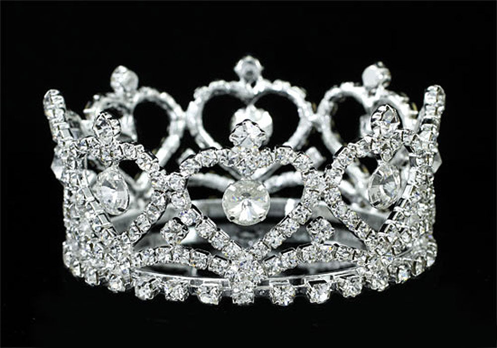 Flower Girl / Baby Crystal Full Circle Round Heart Mini Crown Tiara XT1761-0