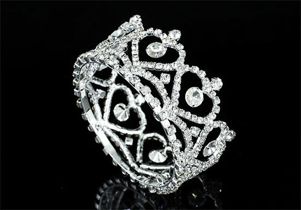 Flower Girl / Baby Crystal Full Circle Round Heart Mini Crown Tiara XT1761-1