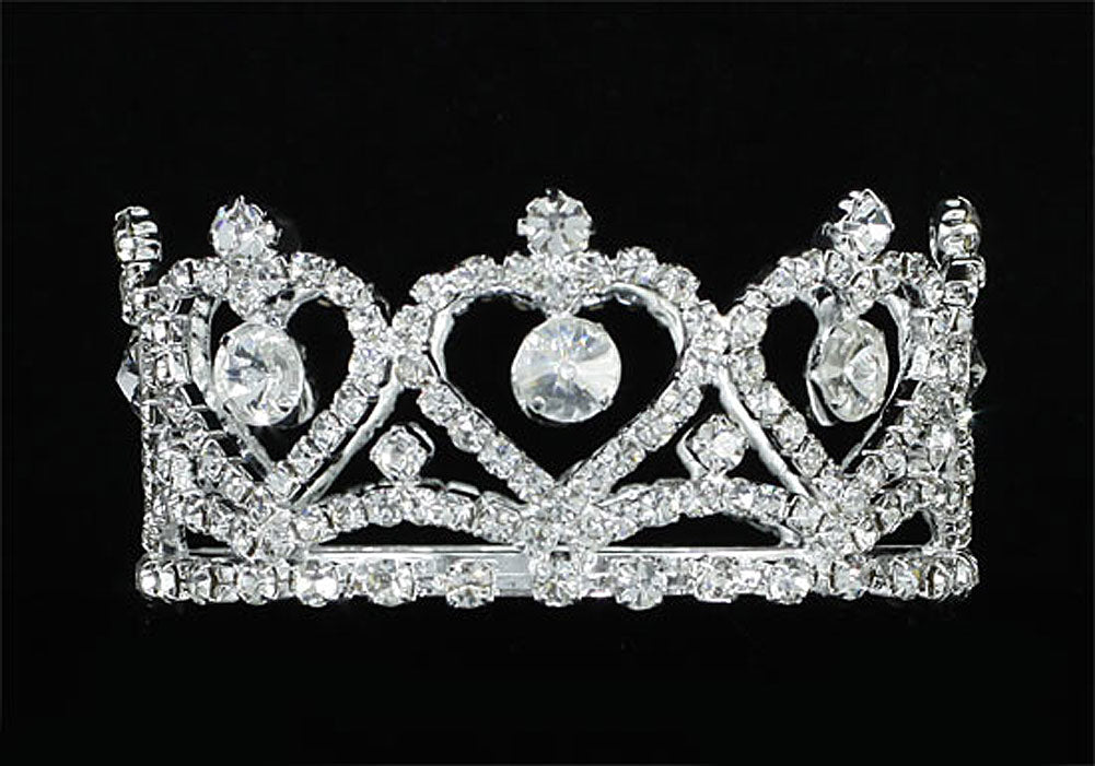 Flower Girl / Baby Crystal Full Circle Round Heart Mini Crown Tiara XT1761-2