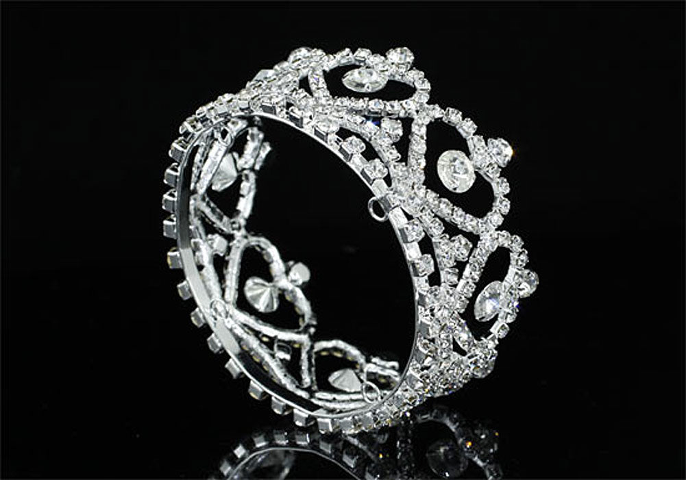 Flower Girl / Baby Crystal Full Circle Round Heart Mini Crown Tiara XT1761-3