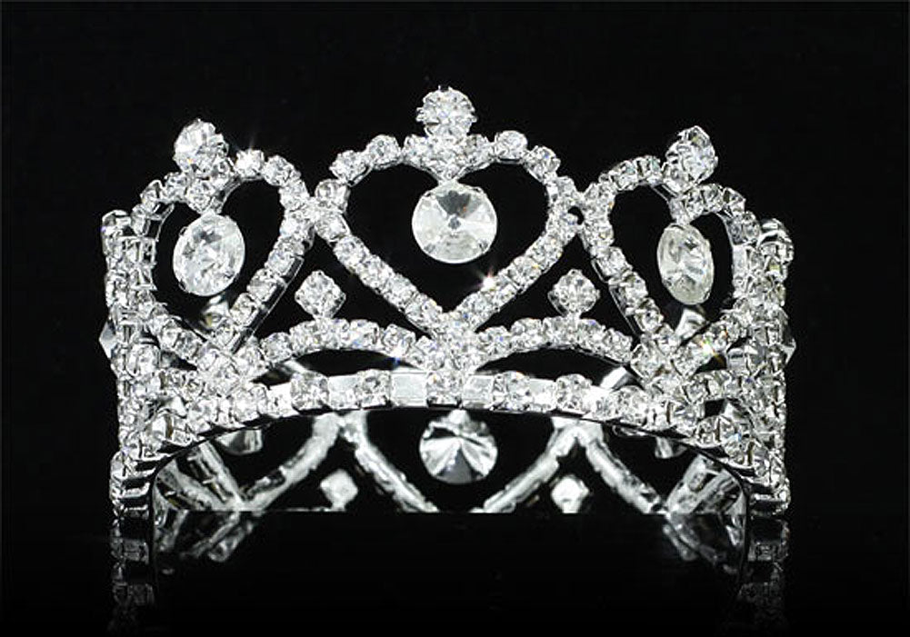 Flower Girl / Baby Crystal Full Circle Round Heart Mini Crown Tiara XT1761-4
