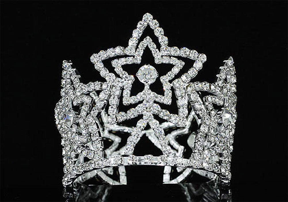 Flower Girl / Baby Crystal Full Circle Round Star Mini Crown Tiara XT1762