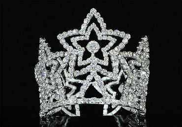 Flower Girl / Baby Crystal Full Circle Round Star Mini Crown Tiara XT1762-1