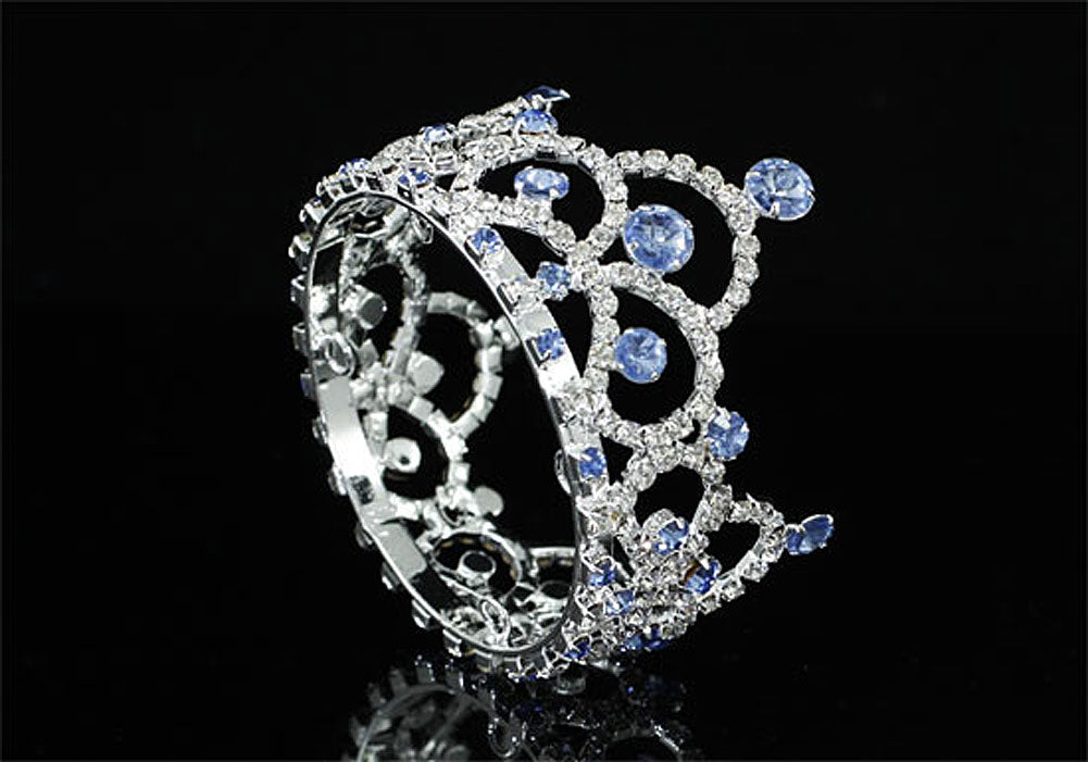 Flower Girl / Baby Crystal Full Circle Round Blue Mini Crown Tiara XT1764-3