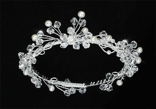 Handmade Flower Girl / Baby Crystal Fresh Water Pearls Full Circle Round Mini Crown Tiara XT1772-0