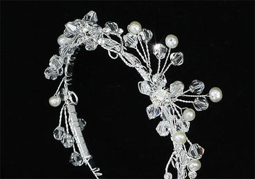 Handmade Flower Girl / Baby Crystal Fresh Water Pearls Full Circle Round Mini Crown Tiara XT1772-1