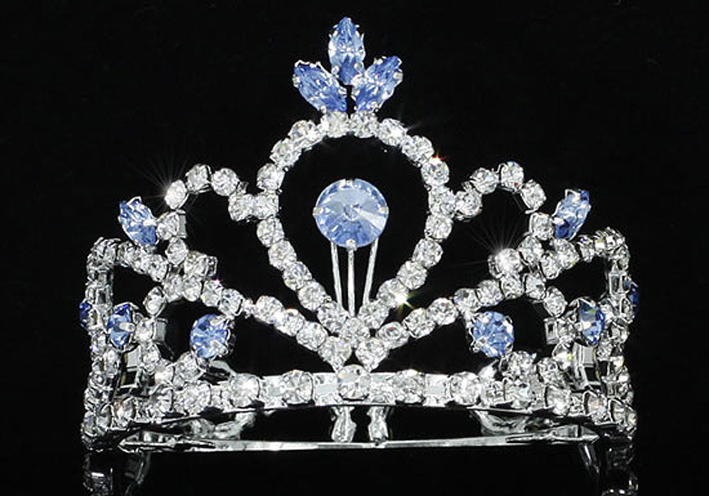Flower Girl / Baby Crystal Full Circle Round Blue Mini Crown Tiara XT1774-0