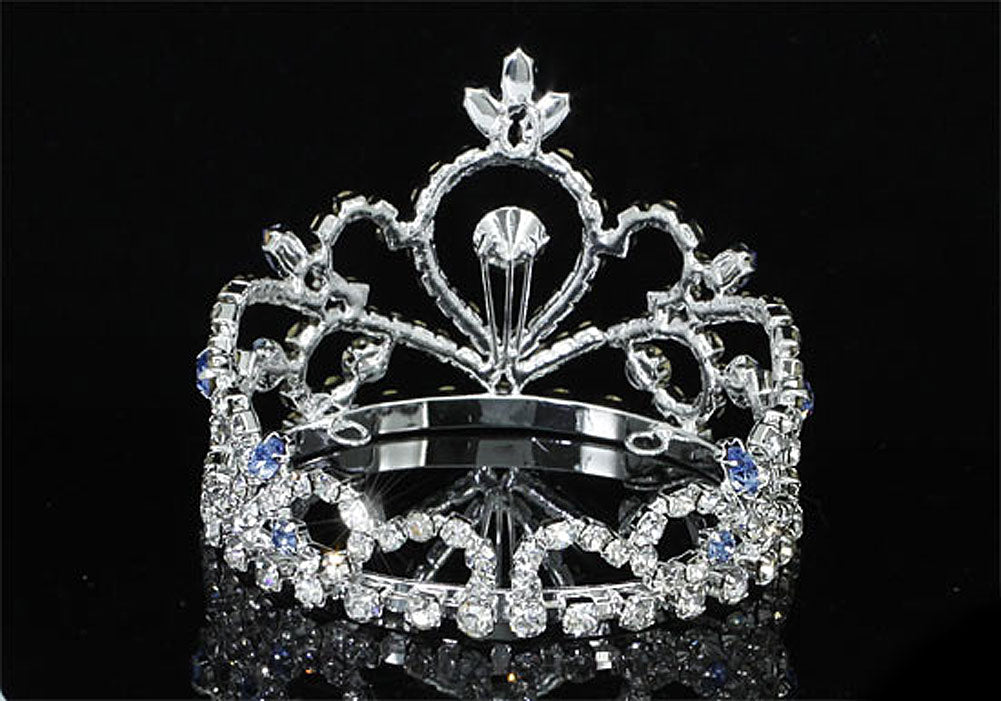 Flower Girl / Baby Crystal Full Circle Round Blue Mini Crown Tiara XT1774-4