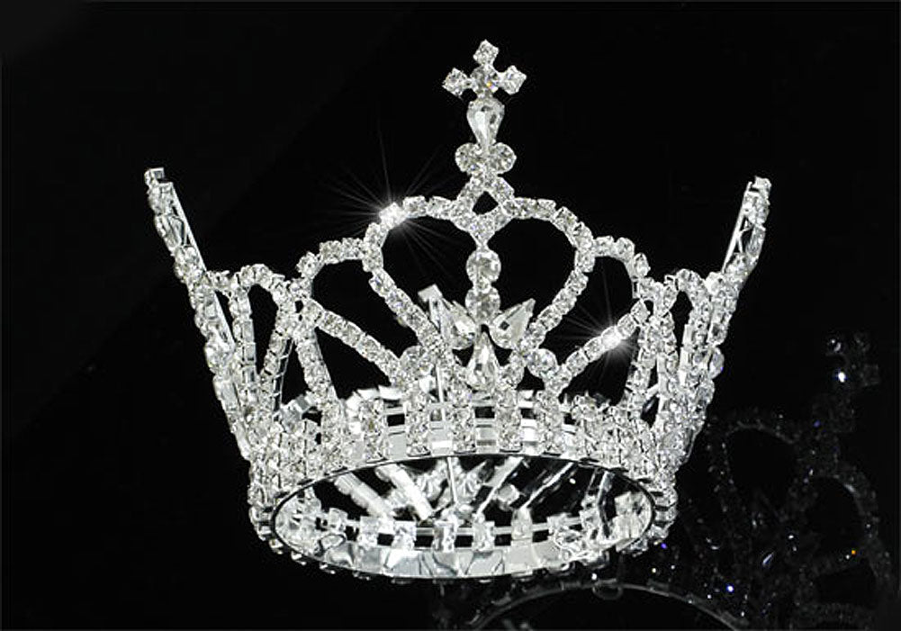 Baby / Flower Girl / Boy Full Circle Round Heart Cross Silver Mini Royal Crown XT1792-0