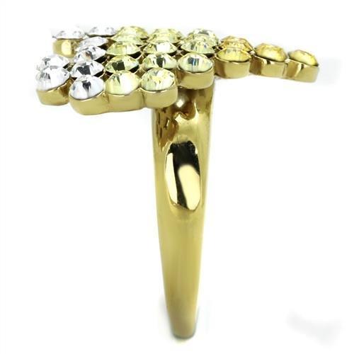 TK1642 - IP Gold(Ion Plating) Stainless Steel Ring with Top Grade Crystal in Multi Color