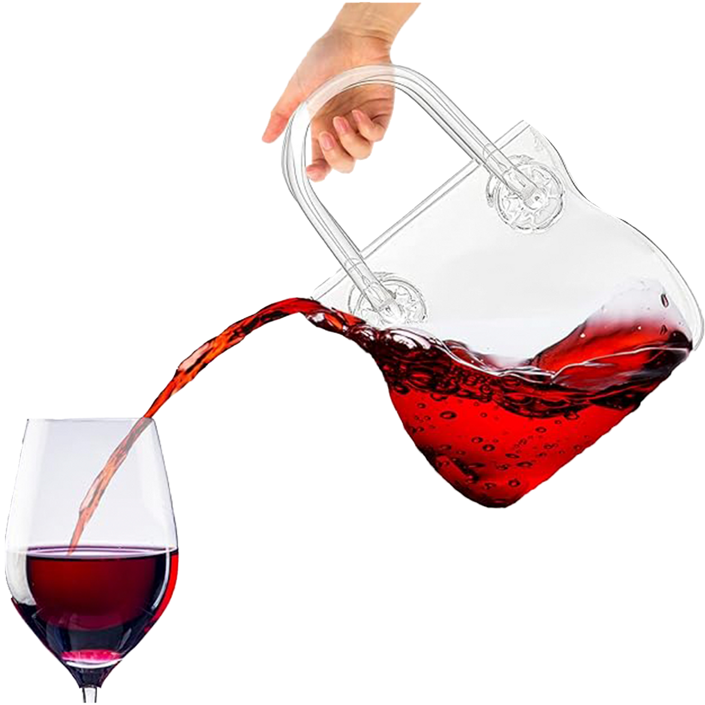 Glass Handbag Purse Decanter & Vase For Flowers, Wine & Whiskey Decanter for Women, Women's Bag Shape Fish Bowl - for Home Decor, Centerpiece, Bachelorette Party Decor, Wedding, Floral (750ML)-0