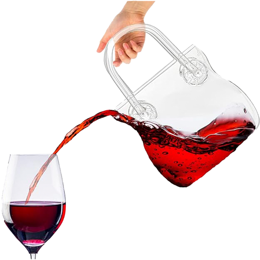 Glass Handbag Purse Decanter & Vase For Flowers, Wine & Whiskey Decanter for Women, Women's Bag Shape Fish Bowl - for Home Decor, Centerpiece, Bachelorette Party Decor, Wedding, Floral (750ML)-0