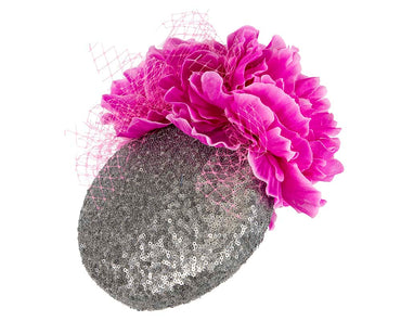 Bespoke Silver & Fuchsia fascinator by BELIEVERA-1