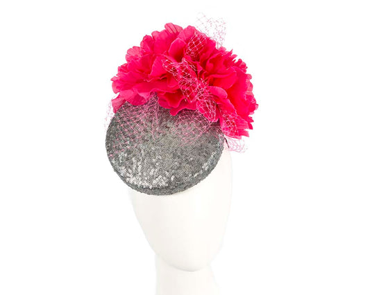Bespoke Silver & Hot Pink fascinator by BELIEVERA-0
