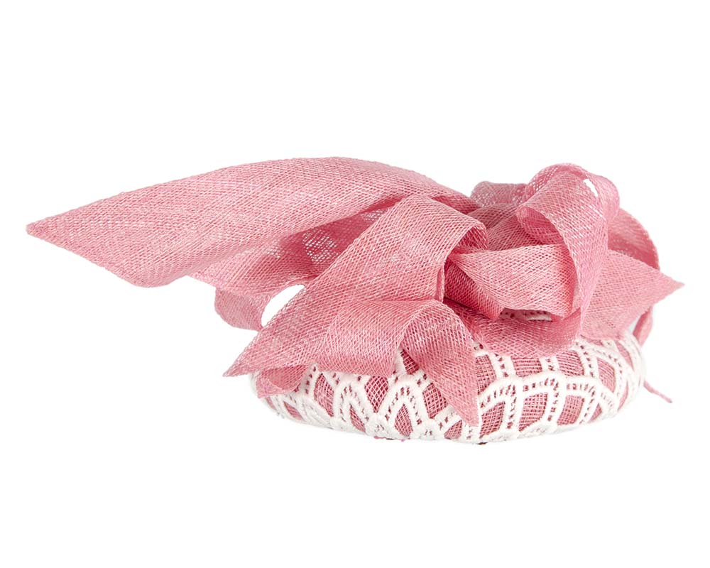 Pink and white pillbox fascinator by BELEIVERA
