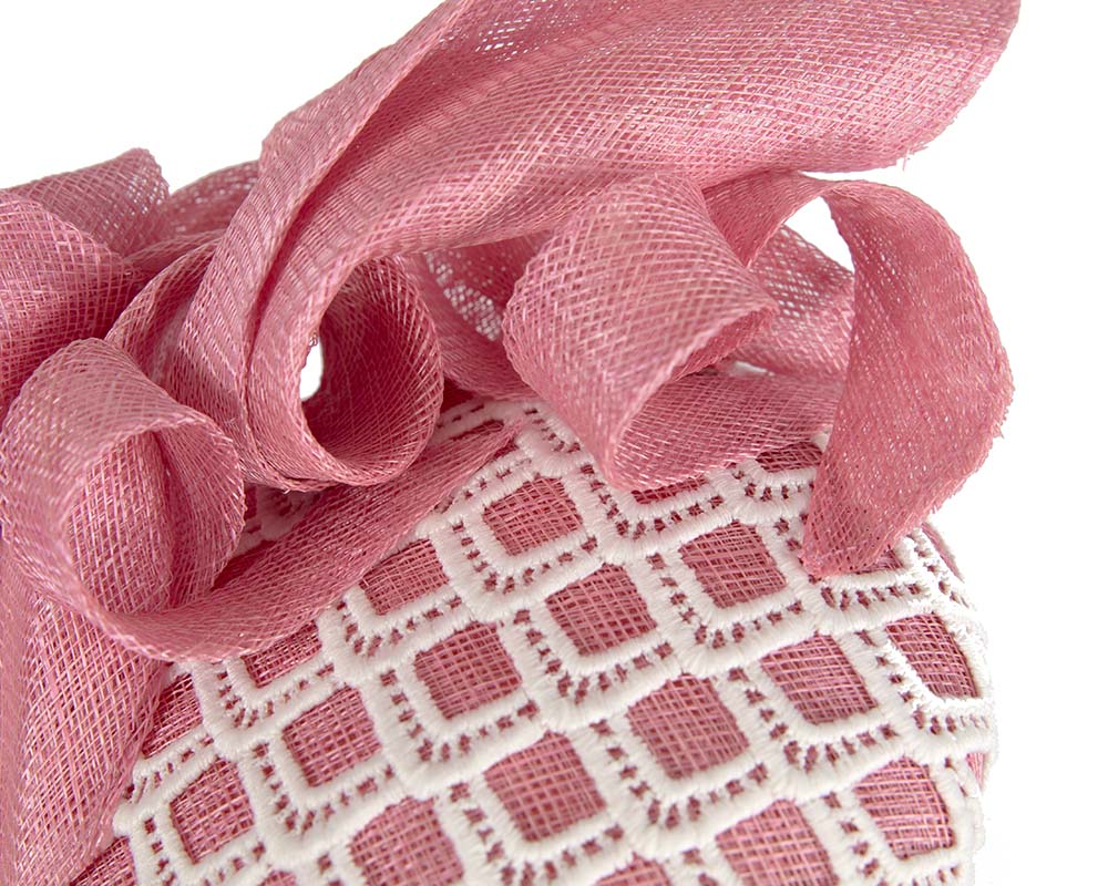 Pink and white pillbox fascinator by BELEIVERA