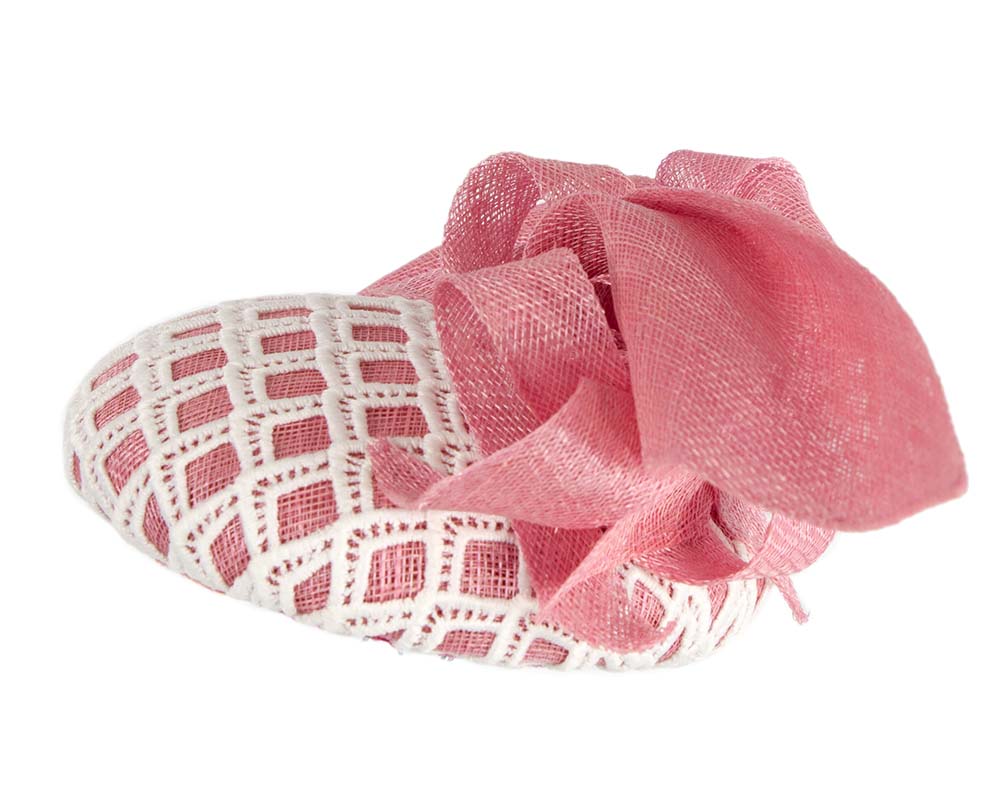 Pink and white pillbox fascinator by BELEIVERA