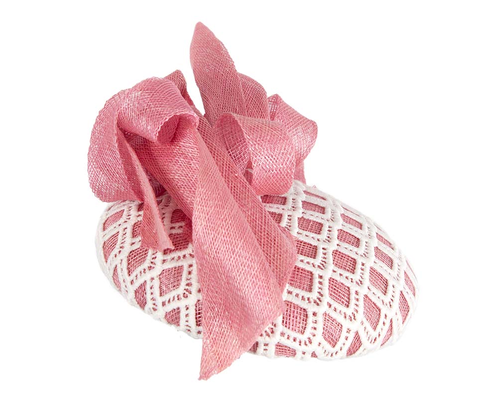 Pink and white pillbox fascinator by BELEIVERA