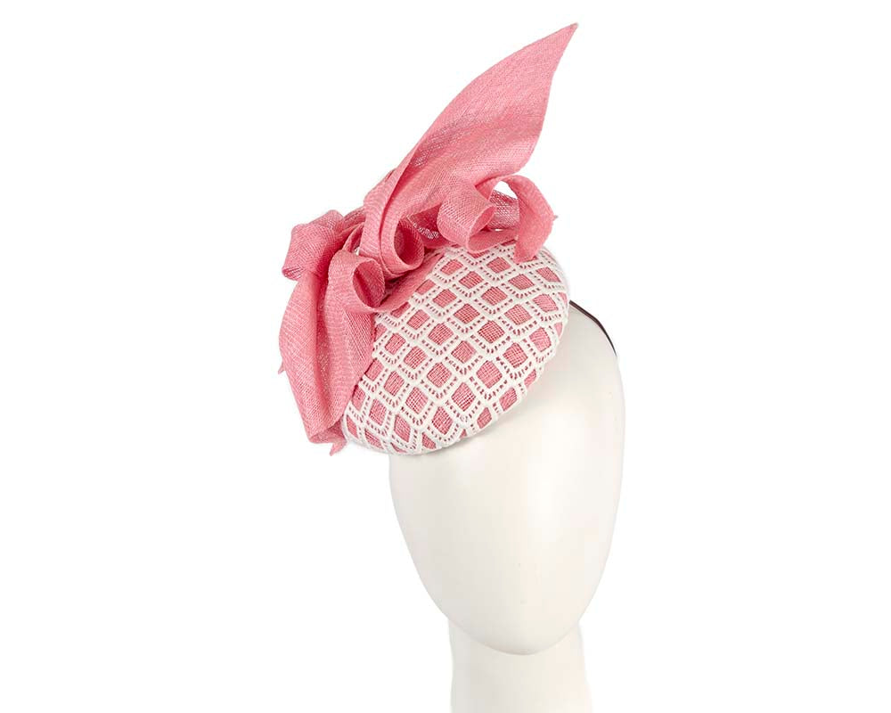 Pink and white pillbox fascinator by BELEIVERA