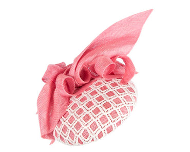 Pink and white pillbox fascinator by BELEIVERA