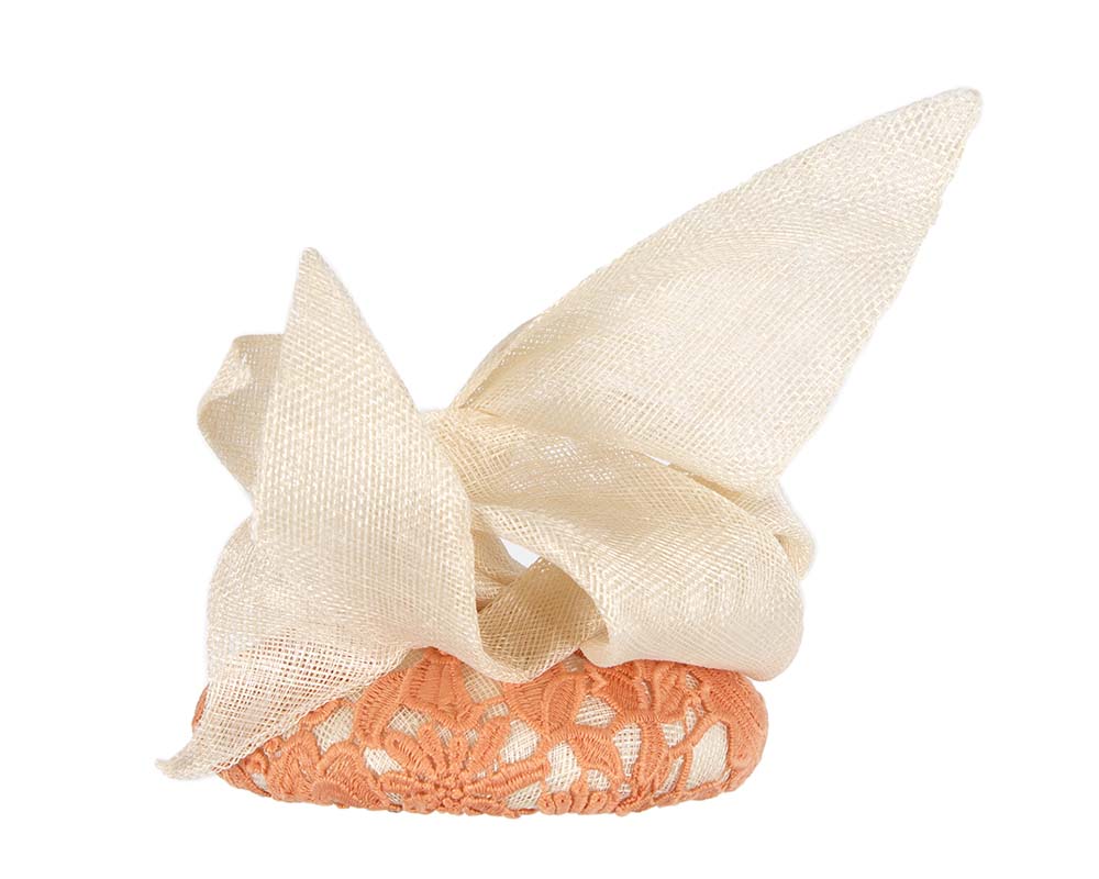 Cream and Orange pillbox fascinator by BELEIVERA
