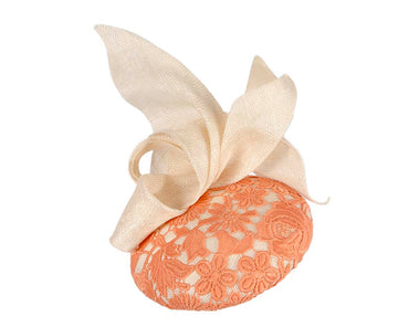 Cream and Orange pillbox fascinator by BELEIVERA