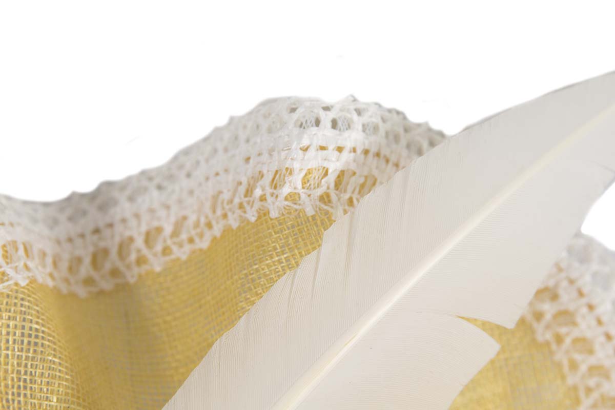 Yellow & White racing fascinator by BELEIVERA