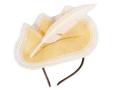 Yellow & White racing fascinator by BELEIVERA