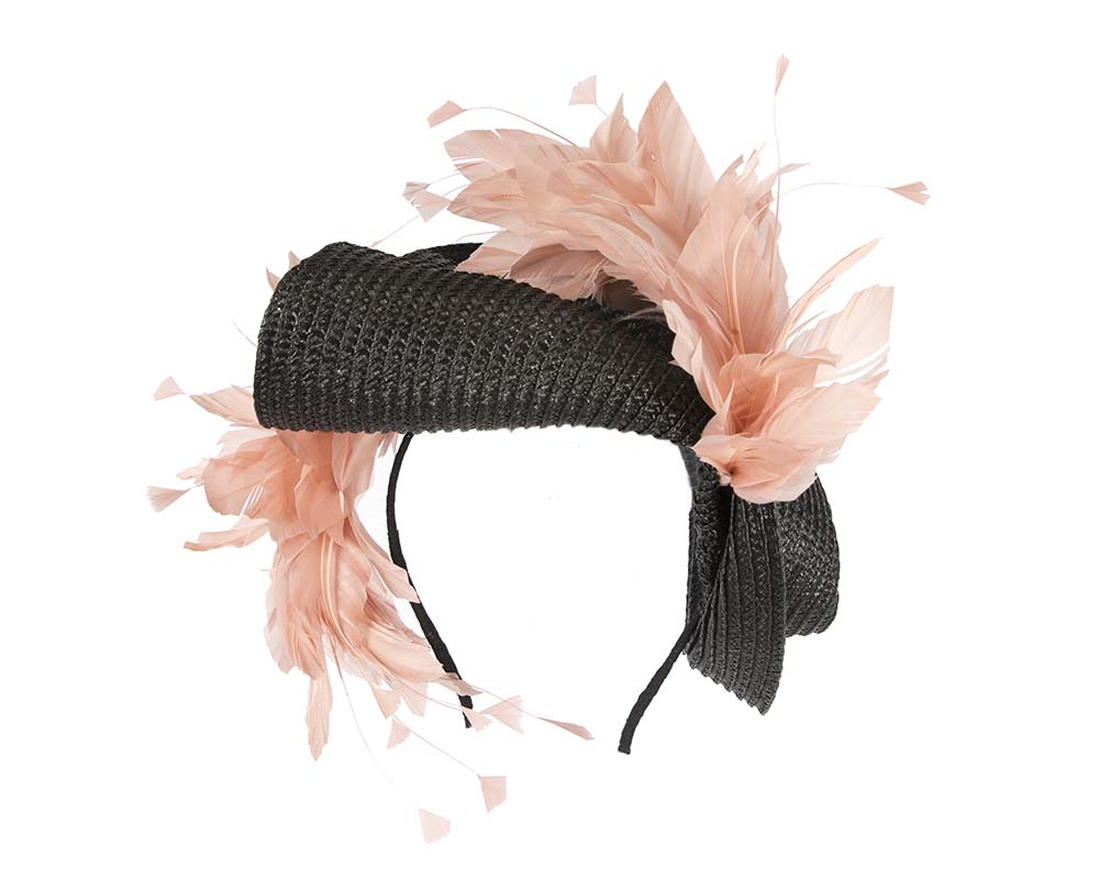 Bespoke black & dusty pink fascinator by BELIEVERA-3