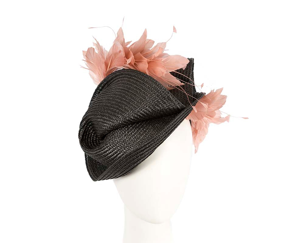 Bespoke black & dusty pink fascinator by BELIEVERA-0