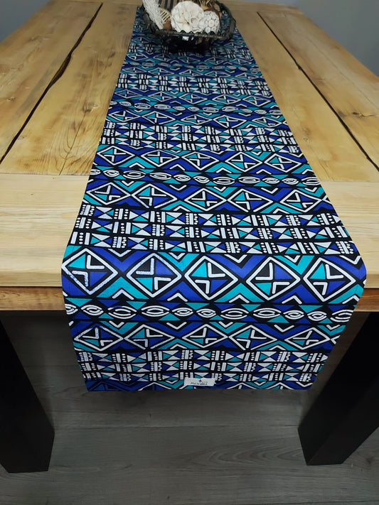 Handmade Table Runner 160x35cm | 180x35 | 200x35cm | African Print "Mudcloth" Bogolan Inspired Print Made from 100% African Print Fabric-0