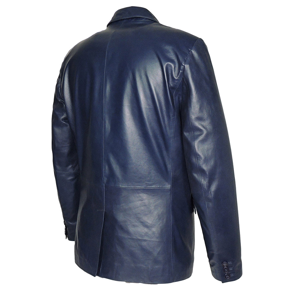 York Men's 2 Button Leather Blazer – Genuine Lambskin Formal Jacket-4