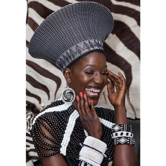 Zulu Wide Basket Hat - Black & White | Handmade in South Africa-0