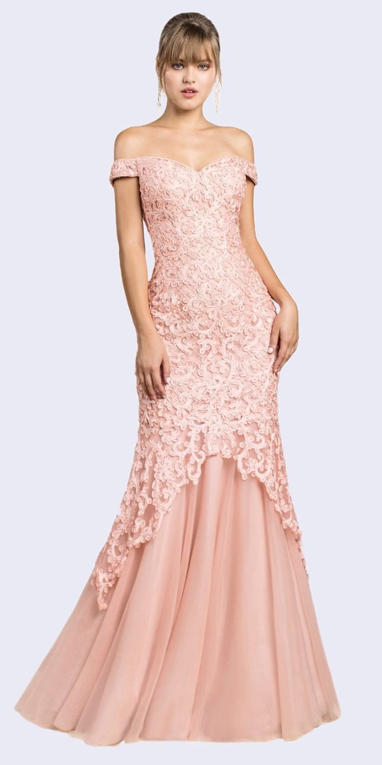 Luxury Mermaid Embroidered Sweetheart Bodice Off Shoulder Long Evening & Ball Dress CDA0401