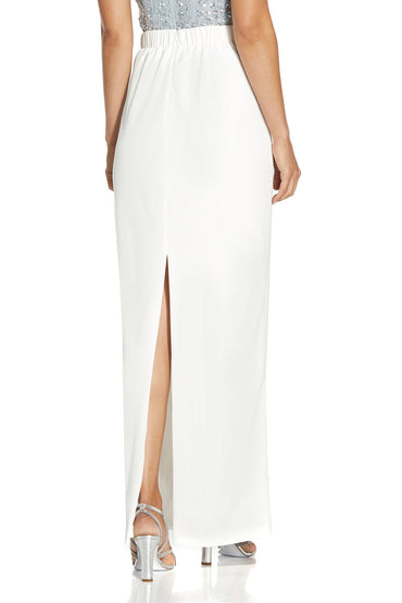 Adrianna Papell elastic waist slit back long crepe skirt-1